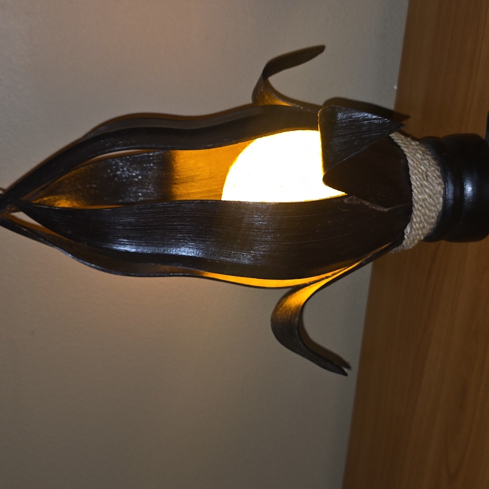 Hand Carved Banana Palm Leaf Table Lamp